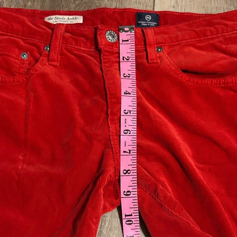 Adriano Goldschmied The Stevie Ankle Slim Straight Red Corduroy Pants Size 29 - Picture 8 of 12
